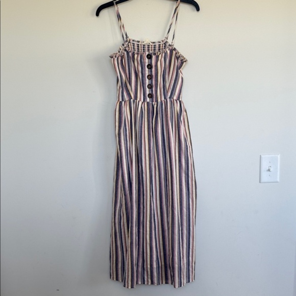 Easel Striped Button-Front Midi Dress - Picture 2 of 7